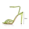 Crystal 5A698 Бренд Бренд Sequind Women Sandals Sexy Spike High Heels Gladiator Sandals Summer Wedding Shoes Sandalias Mujer 230419