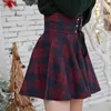 Saias Moda Vintage Mulheres da Escócia Bandrage Caustra Alta Cálide Bominha de algodão Tartan Salia sexy plissada