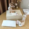 Designer Sacora Sandali Perle SACARIA Scarpe eleganti Sandalo in pelle bianca Donna Scarpe da sera con tacchi alti Lady Pumps Scarpe da sposa per feste