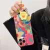 Cell Phone Cases 3D Korean Graffiti Flower Keychain Cute Phone Case For iPhone 14 13 12 11 Pro Max XS X XR 14 Pro Full Lens Protection Soft Cover