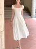 Casual Dresses 2023 Summer Women Slim Waist Elegant Midi A Line Dress Fashion Wedding Birthday Evening Robe Lady Festival Clothes Vestidos