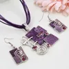 Necklace Earrings Set Classic Geometric Square Gem For Women Vintage Party Drop And Pendant Gifts