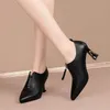 Elbise Ayakkabı Boyutu 33-43 Dikiş Hattı Tasarım Yumuşak Orijinal Deri Yüksek Topuk Yay Nimli Toe Moda Ofisi Çalışma Kadın Topuklar