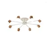 Ceiling Lights Modern Nordic Spider White/Black Base With Wooden Lampholder LED Cold White Bulb Light For Living Room Bedroom Luminaire