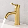 Bathroom Sink Faucets Faucet Stainless Steel Basin Cold Water Mixer Tap Single Handle Deck Mounted Gold