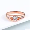 Anneaux de bande Double juste 0,5 anneaux de mariage en zircon cubique pour femmes or rose / couleur argent bijoux de fiançailles livraison directe Je Dhgarden Otyb2