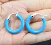 Dangle Earrings One Pair Green Turquoises Cirque 30mm Round Hook FPPJ Wholesale Beads