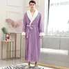 Mäns sömnkläder män päls plus storlek extra lång termisk flanell badrock herrar vinter varm kimono badrock manlig nattrockar kvinnorsklänning klänning