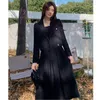 Arbeitskleider Herbst Korea Elegante Frauen Schwarz Büro Hepburn Anzug Kleid Lässig Revers Blazer Mantel Klassisch Hohe Taille A-Linie Plissee