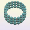 Bracelets en perles turquoise de 8 mm extensibles avec des perles d'espaceur de couleur argentée pour les femmes 9355917