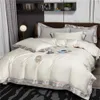 Sets Chic Designer Embroidery Border Duvet Cover with Good Drape Premium Quality Soft Egyptian Cotton Set Bedsheet Pillowcasegmfa