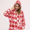 Womens Sleepwear Onesie Christmas pajamas printed womens jumpsuit striped reindeer zippered hoodie thick 231120