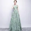 Elbiselerin en yeni yeşil annesi şeffaf mücevher boyun dantel aplikeler uzun kollu denizkızı resmi artı beden akşam prim elbisesi düğün gelini konuk elbisesi 403