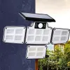 Außenwandleuchte Solarleuchten, 228 LED-Bewegungssensor-Flutlicht, 4 Köpfe mit 3 Modi, IP65 wasserdicht, Fernsicherheitsbeleuchtung, Garage, Garten, Hof, Camping, Notfall