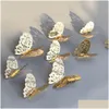 Wandaufkleber Hohl 3D Schmetterling Wandaufkleber Für Hochzeitsdekoration Wohnzimmer Fenster Wohnkultur Gold Silber Schmetterlinge Aufkleber Dro Dhuz3