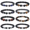 Natural Tiger Eye Stone Braid Volcanic Stone Bracelet Elastic Rope Bracelet Birthday Gifts