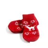 Abbigliamento per cani 4 pezzi/set Autunno Inverno Calzini natalizi per animali domestici Scarpe antiscivolo lavorate a maglia per cani di piccola taglia Scarpe spesse e calde Protezione per le zampe Simpatico cucciolo di gatto In Dhomu