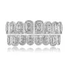 Hip Hop big Teeth Grill All Iced Out CZ Stone Micro Paved Men Women's Top&Bottom Grills Set