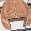 Women's Jackets Sweet Lady Long Sleeve Single Breasted Short Cardigan O-Neck Solid Color Thread Wool Sweater Autumn Winter 2023