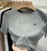 Yaz kadın tasarımcı ay baskı tişört pamuk ince kadın kısa kollu mahsul üst bahar tee seksi sıska mqcj