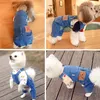 Hundkläder mode husdjur jean overaller för hundar mjuk denim fransk bulldog kläder valp kostymer för små medelstora hundar jeans skjorta byxuppsättningar 230419