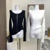 Camisolas femininas em torno do pescoço oco para fora design chique pulôver femme outono inverno camisa mujer camisola y2k cor sólida manga longa