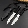 New Outdoor Survival Straight Knife 440C Satin Blade Full Tang Paracord Handle Fixed Blade Knives with ABS Sheath