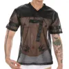 Men's T Shirts Men Mesh See Through Blouse T-Shirt Costume Fishnet Muscle Tops Tee Short Sleeve Club Wear Transparent Sexy Top