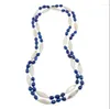 Łańcuchy 7-8 mm owalny niebieski biały hodowany słodkowodna skorupa perłowa 48 "niekończący się naszyjnik