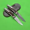 1st A1896 EDC Pocket Folding Knife M390/Damascus Steel Blade Titanium Eloy/Snakewood Handle Small Present Knives With Leather Mantel