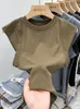 Dames T-shirt Zomer Dames T-shirt Meisjes Vrouw Kleding Tops Katoen Slanke T-shirt Vrouwelijke Lange Mouw Crop Top Lente Tee Sexy Canale Y2k 230419