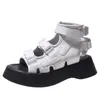 Sandalen Apanzu Doppelschnalle Sandalen Frauen Keil Mode Sommer Frauen Schuhe Open Toe Plattform Strand Sandalen Stiefel Schwarz Weiß Sandalen Z0420