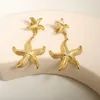 Boucles d'oreilles JINHUI Double étoile de mer pendentif simple étanche pour les femmes vacances plage de haute qualité exquis luxe bijoux de mode