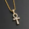 Fashion Jewelry Wholesale China Hip Hop Pendants Gold plated Iced Out Zirconia Diamond Ankh Cross Pendant Necklace
