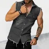 Herenvesten zomer mannen merk denim vest t shirts rapel multi pocket sleevless tank hiphop jeans jasje waastcoat jas spier heren tops 230420