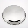 Plates Stainless Steel Non-magnetic Flat Round Plate Portable Dish Fruit Cake Baking Pan (24CM/26CM/28CM/30CM Silver)