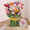 Dekorativa blommor 3D Up Engagement Cards Lovers Wedding Invitation Hälsning Laser Cut Valentine's Day Gift Jubileum Tillbehör