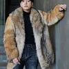 Men's Fur Faux Winter Long Wolf Grass Coat Body Mink Overcoat Handsome Trend Loose Keep Warm Clothes Male Singer Stage Costumes 231120