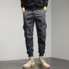 Herenbroeken Khaki Cargo Heren Dstring Enkellange 9-delige broeken Streetwear Mode Katoen Casual Werk Militair