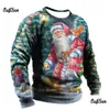 Magliette da uomo T-shirt vintage da Babbo Natale per uomo Abbigliamento natalizio Magliette a maniche lunghe oversize Casual Streetwear O Collo Pullover Uomo