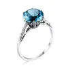 Pierścienie klastra Najwyższa jakość elegancka elegancka akwamaryna prawdziwa 925 srebrna pierścień dla kobiet