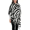 Sjaals Zwart Wit Zebra Print Sjaal Wrap Voor Vrouwen Warme Grote Lange Sjaal Dier Geometrie Strepen Whirlpool Pashmina Kwastje