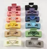 All-match Barrettes Inverted Triangle Letter Large Square Frosted Grip Factory Wholesale Double-Sided Label