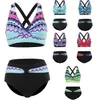 Swim Wear High Maist Ribbed Two Piece Beach Wear One Shoul Patchwork Sexy Bikini Set Fitness Swimwear Women AA230419