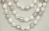 Chains >>> Natural 62" 12mm Baroque White Gray Freshwater Pearls Necklace