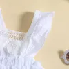 Mädchenkleider Born Kid Baby Bodysuit Kleid Sommerkleidung 2023 Ärmel Quadratischer Ausschnitt Rüschenspitze Mit Schrittknöpfen Artikel