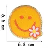 Sorriso rosto remendo de ferro na noção de costura Ferro fofo em remendos de 2 polegadas Glitter Chenille Preppy Happy Face Aplique for Hats T-shirt Backpack Jeckets Roupas Diy Craft