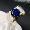 Anelli a grappolo Squisito anello con pietre preziose zaffiro blu reale per uomo Gemma naturale Buon taglio Regalo di compleanno in argento sterling 925 Dimensioni 8x8mm