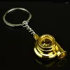 Keychains 1pc Rotertable Mini Turbine Turbocharger Keychain Car Modification Metal Auto Ring Keyring Stylish Accessories