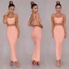 Casual Dresses Arrival Fahion Rose Red Bandage Dress Elegant Maxi Spaghetti Strap Two 2 Pieces Set Women Celebrity Party Wholesale
